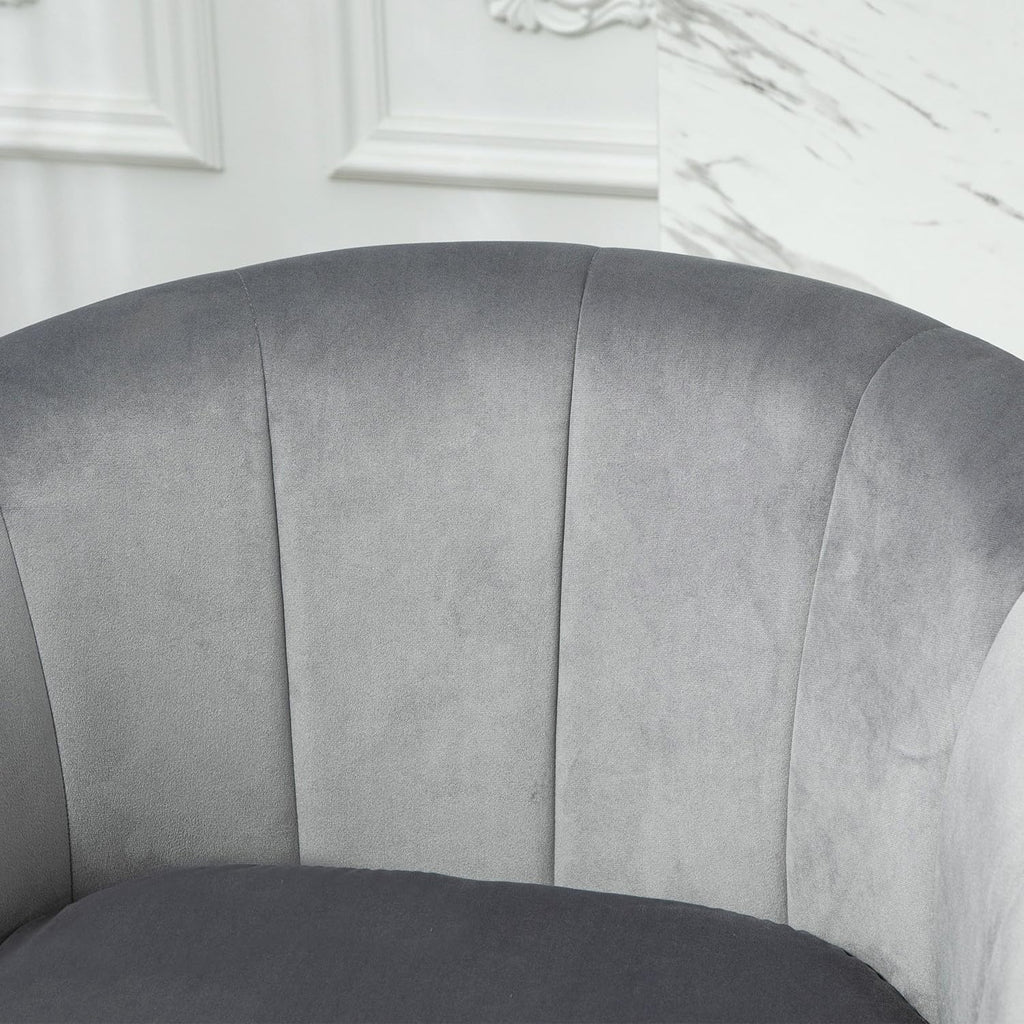 Container Furniture Direct Velvet Modern Accent Armchair - Luxury Gold Frame | Versatile Seating for Living Room, Bedroom, Office, Grey