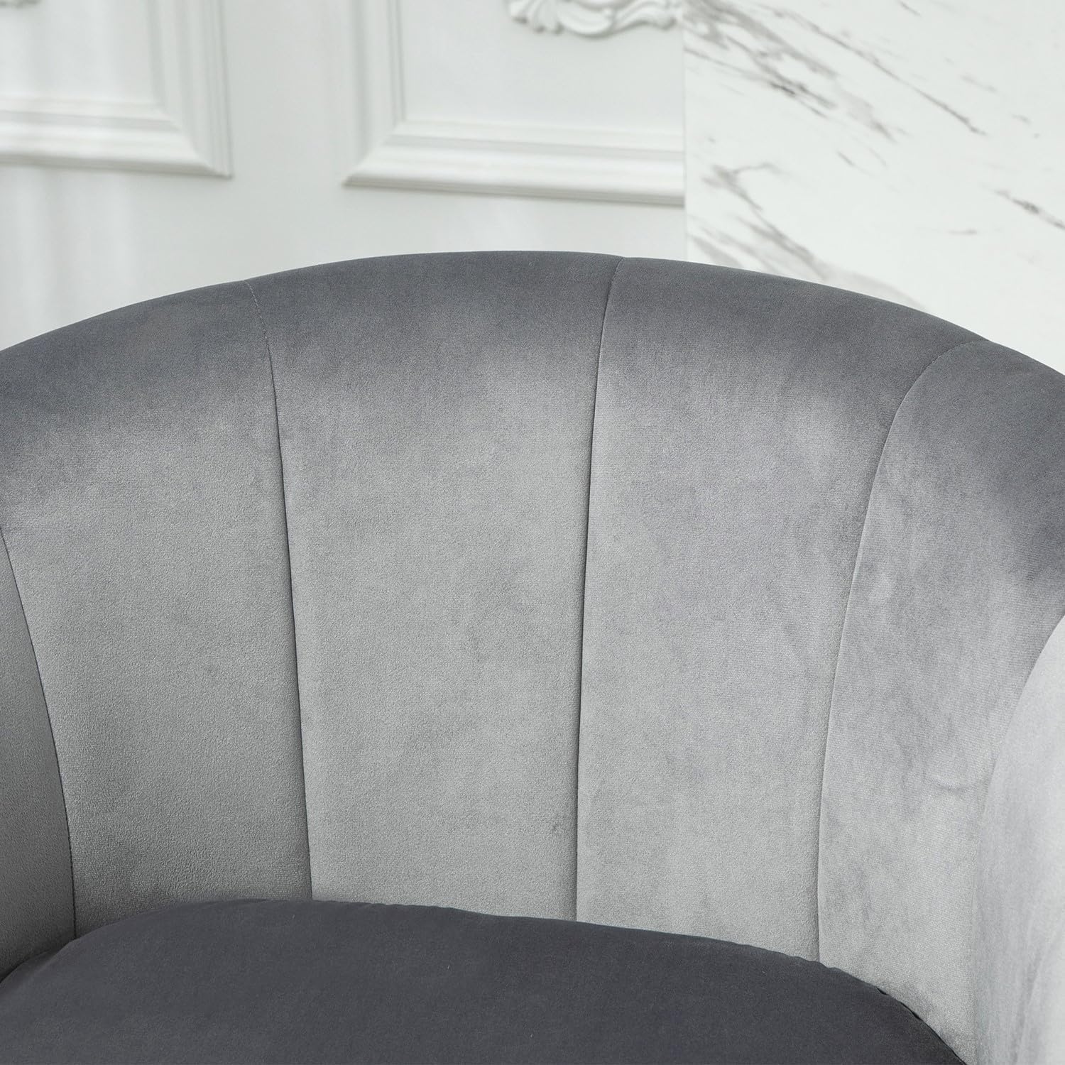 Container Furniture Direct Velvet Modern Accent Armchair - Luxury Gold Frame | Versatile Seating for Living Room, Bedroom, Office, Grey
