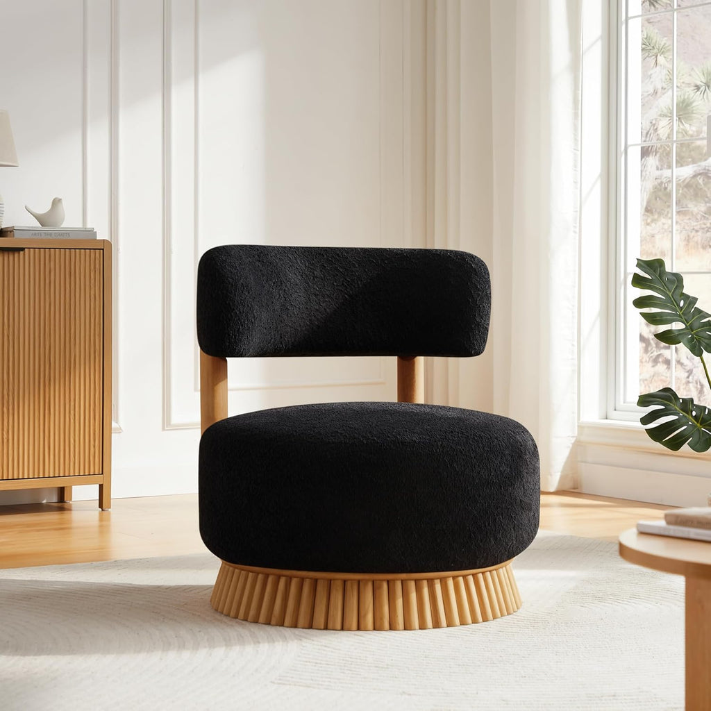 Merax Armless Accent Chairs Set of 2, Modern Farmhouse Comfy Living Room Chairs with Wooden Base Featuring Thatched Roof Rod Design, Cozy Upholstered Chair for Bedroom Room Reading Corners, Black