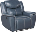 Coaster Home Furnishings - Sloane - Faux Leather Upholstered Recliner Chair with Manual Reclining, Padded Arms, and Pull Handle - Living Room - Blue - 610273