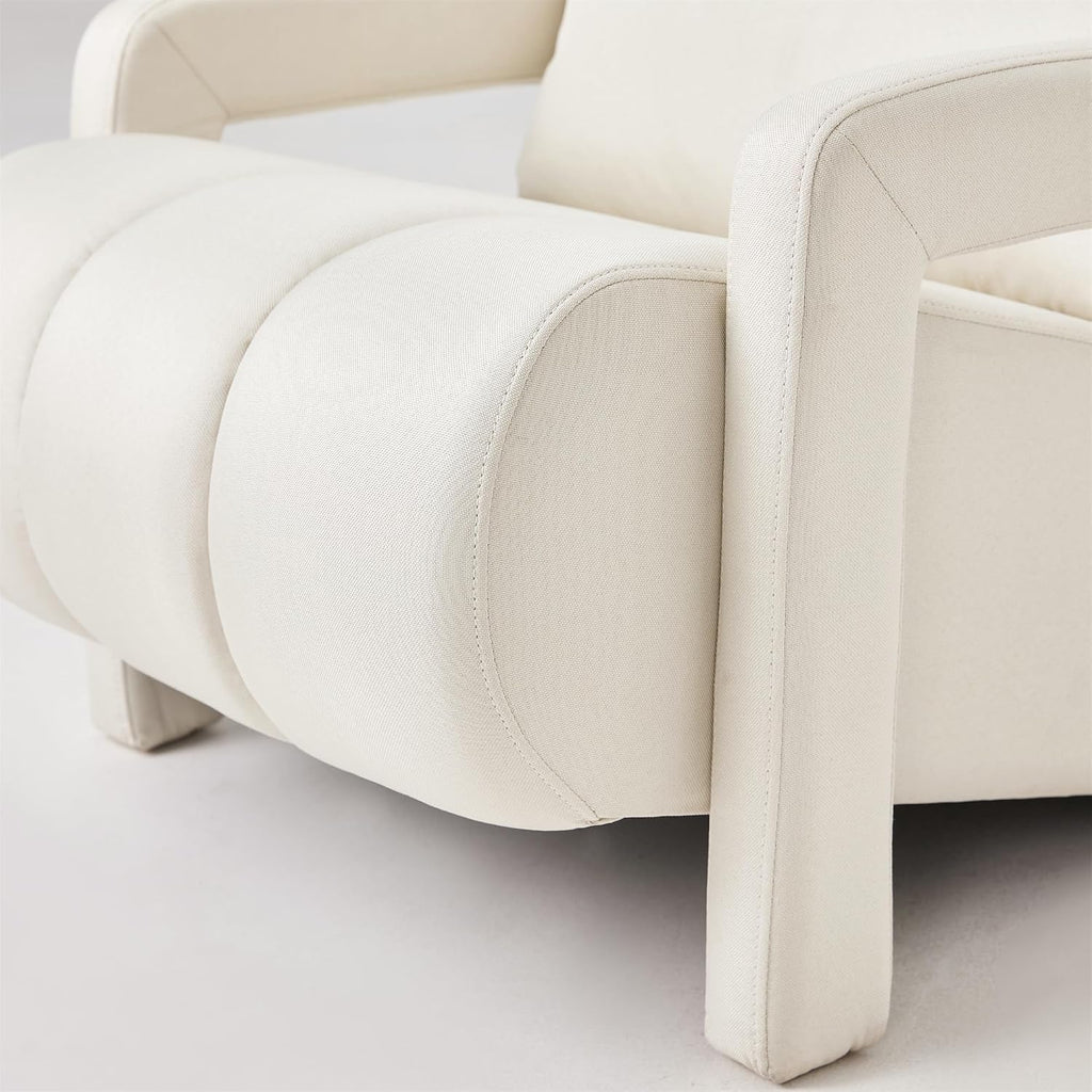 Christopher Knight Home Smyth Modern Armchair, Upholstered Accent Chair,Minimalist Lounge Chair, Cozy Seating Chair,Bedroom Chair,with Linen Fabric and a Pillow, Beige