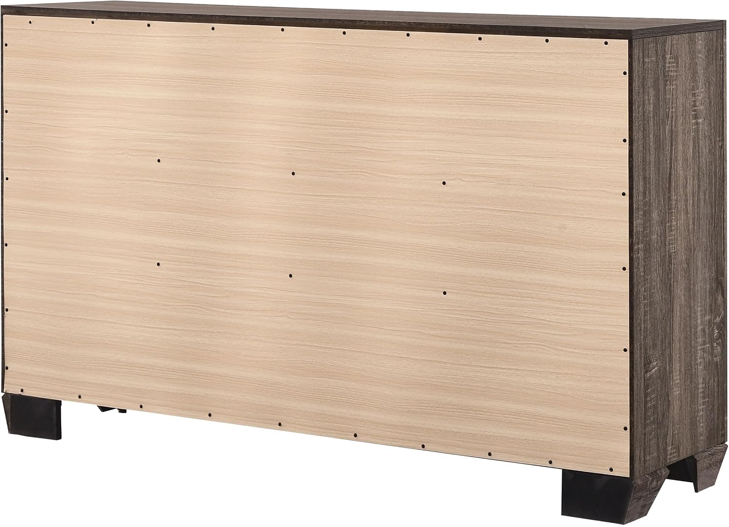 Coaster Home Furnishings - Kauffman - Engineered Wood - 6-Drawer Dresser with Transitional Style, Chrome Bar Pulls, Rectangular Structure, Wood Grain Details - Bedroom - Washed Taupe - 204193