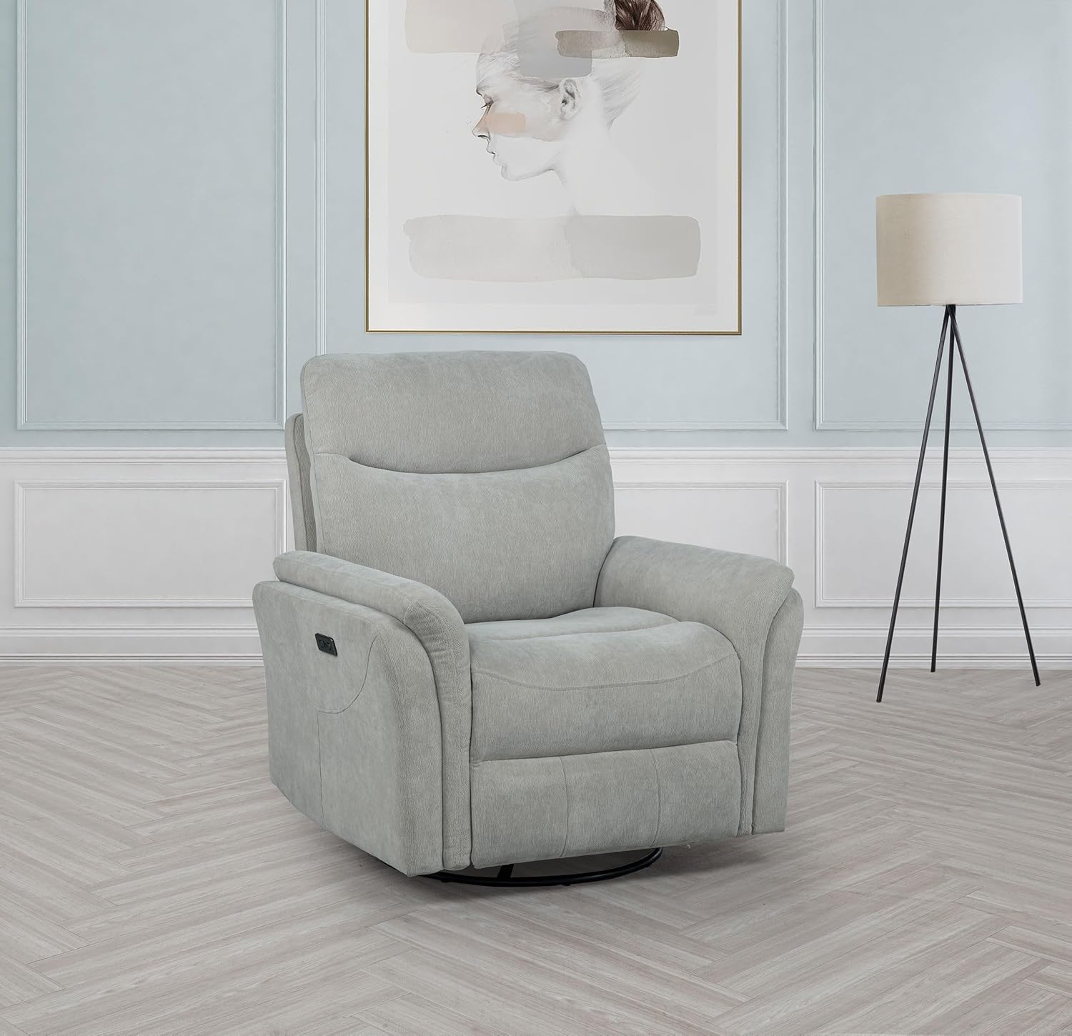Coaster Home Furnishings - Adler - Upholstered Power Swivel Glider Recliner with Built-in Control Panel, Dual USB Ports, Foam Cushion and Transitional Style - Living Room - Ivory - 610423P