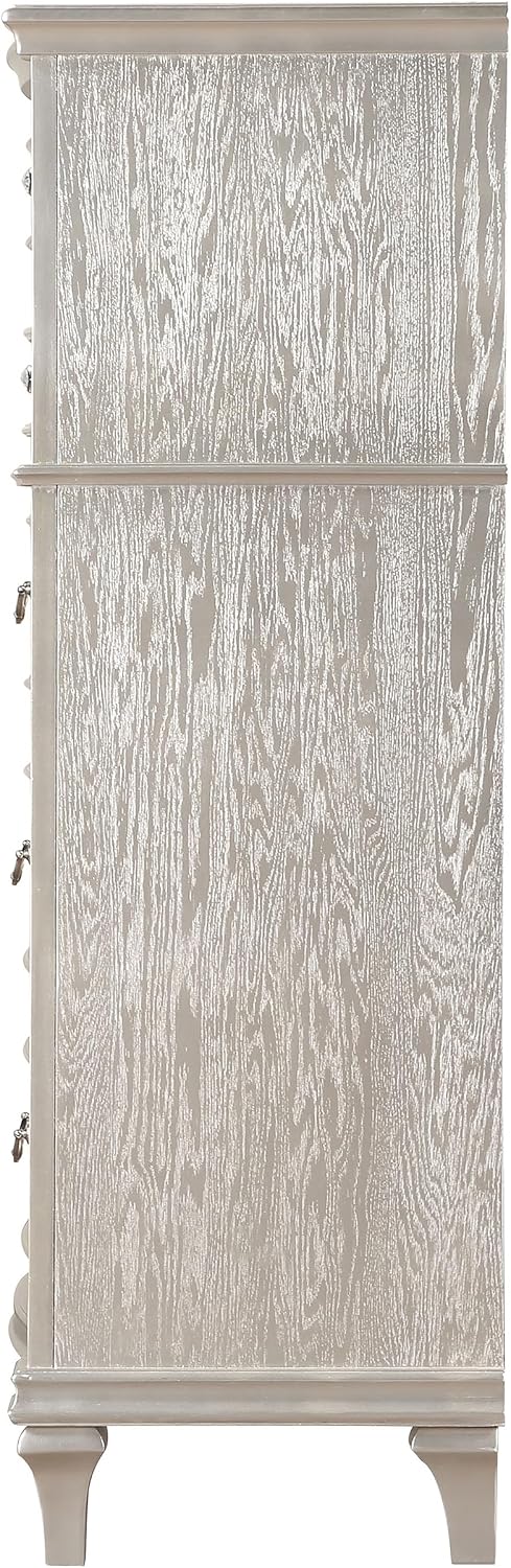 Coaster Home Furnishings - Evangeline - Wood - 6-Drawer Chest with Hexagonal-Shaped Knobs and Felt-Lined Drawer - Bedroom - Modern Classic - Silver Oak - 223395