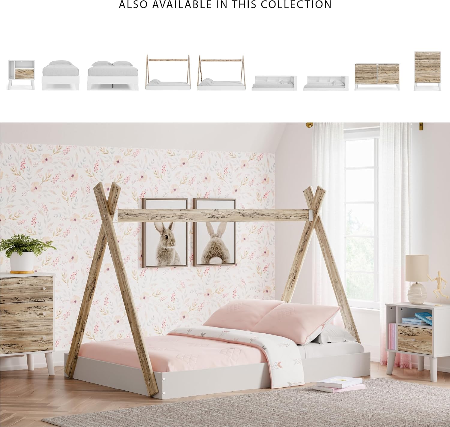 Signature Design by Ashley Piperton 6 Drawer Dresser, White & Light Brown