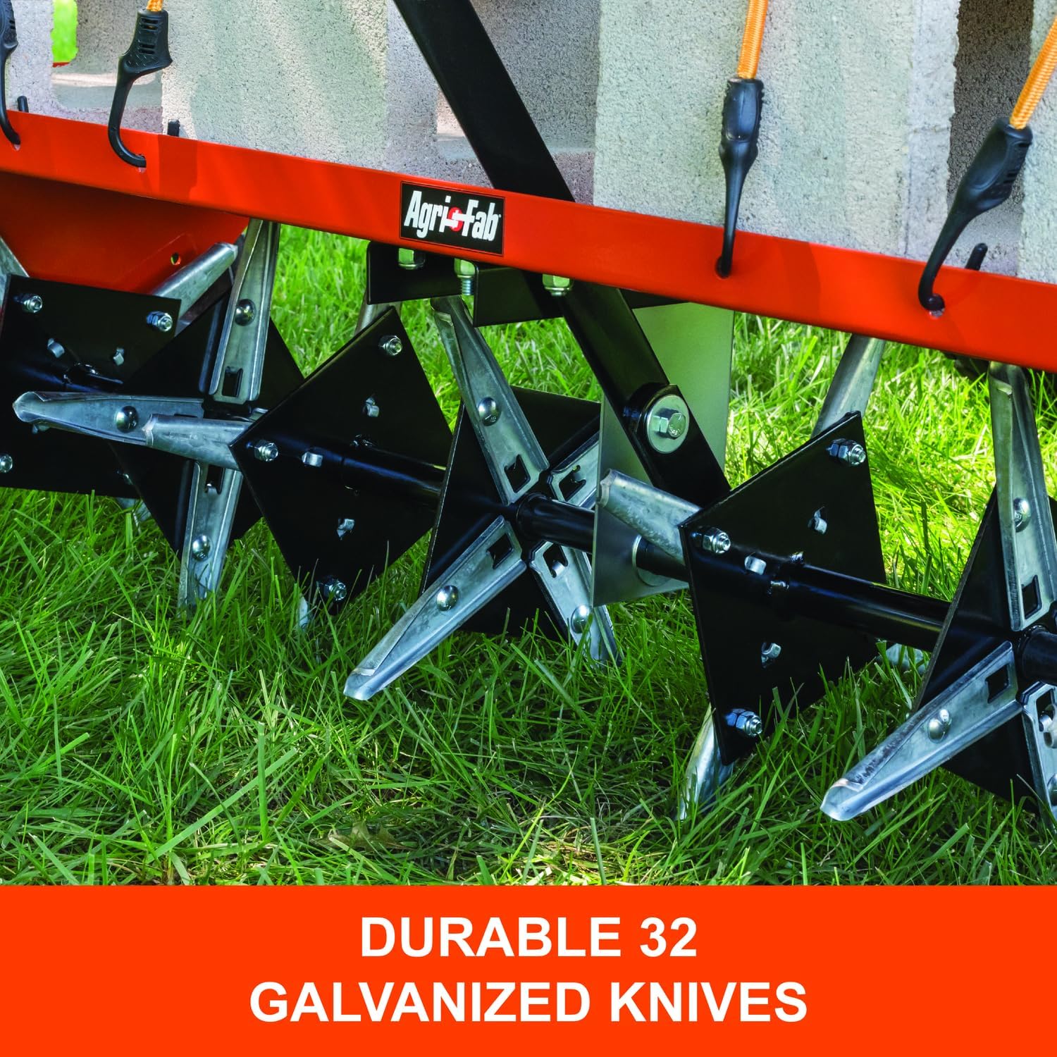Agri-Fab 48 In Tow Behind Lawn Plug Aerator with 32 Galvanized Knives and Universal Hitch