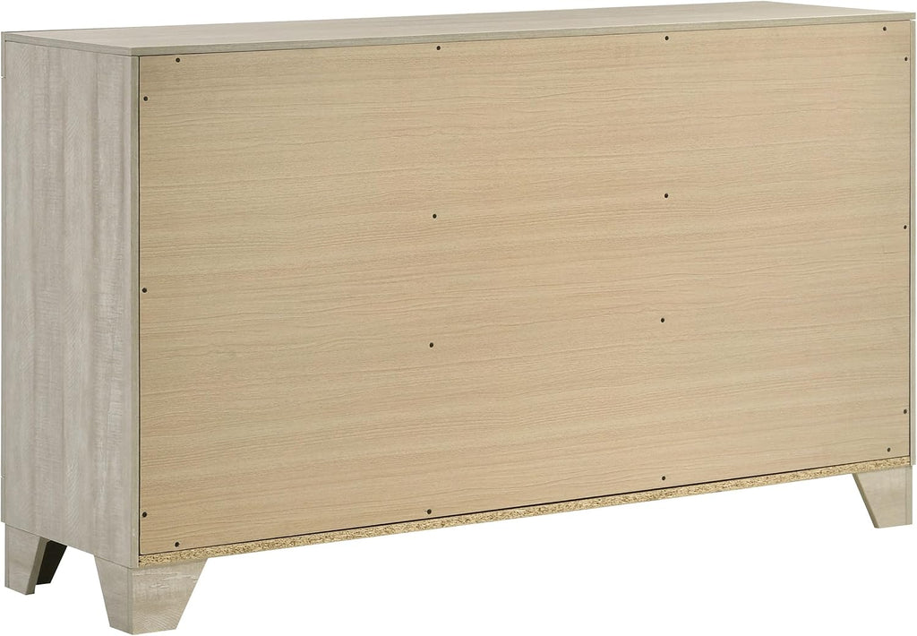Coaster Home Furnishings - Trenton - Engineered Wood - 6-Drawer Bedroom Dresser with Contemporary Style, Nickel Handles, English Dovetail Joinery - Bedroom - Rustic Cream - 225063