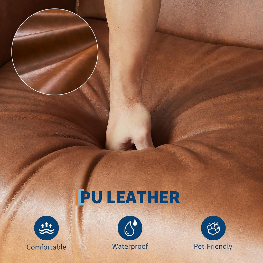 GarveeHome Power Recliner Chair, 270° Swivel Rocking Glider with USB Charging Port, PU Leather Upholstered Fabric, Ergonomic Modern Nursery Chair for Living Room, Bedroom, Nursery (Camel)