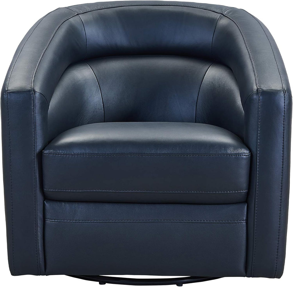 Armen Living Desi Contemporary Leather Swivel Living Room Accent Chair, 32' Wide, Black