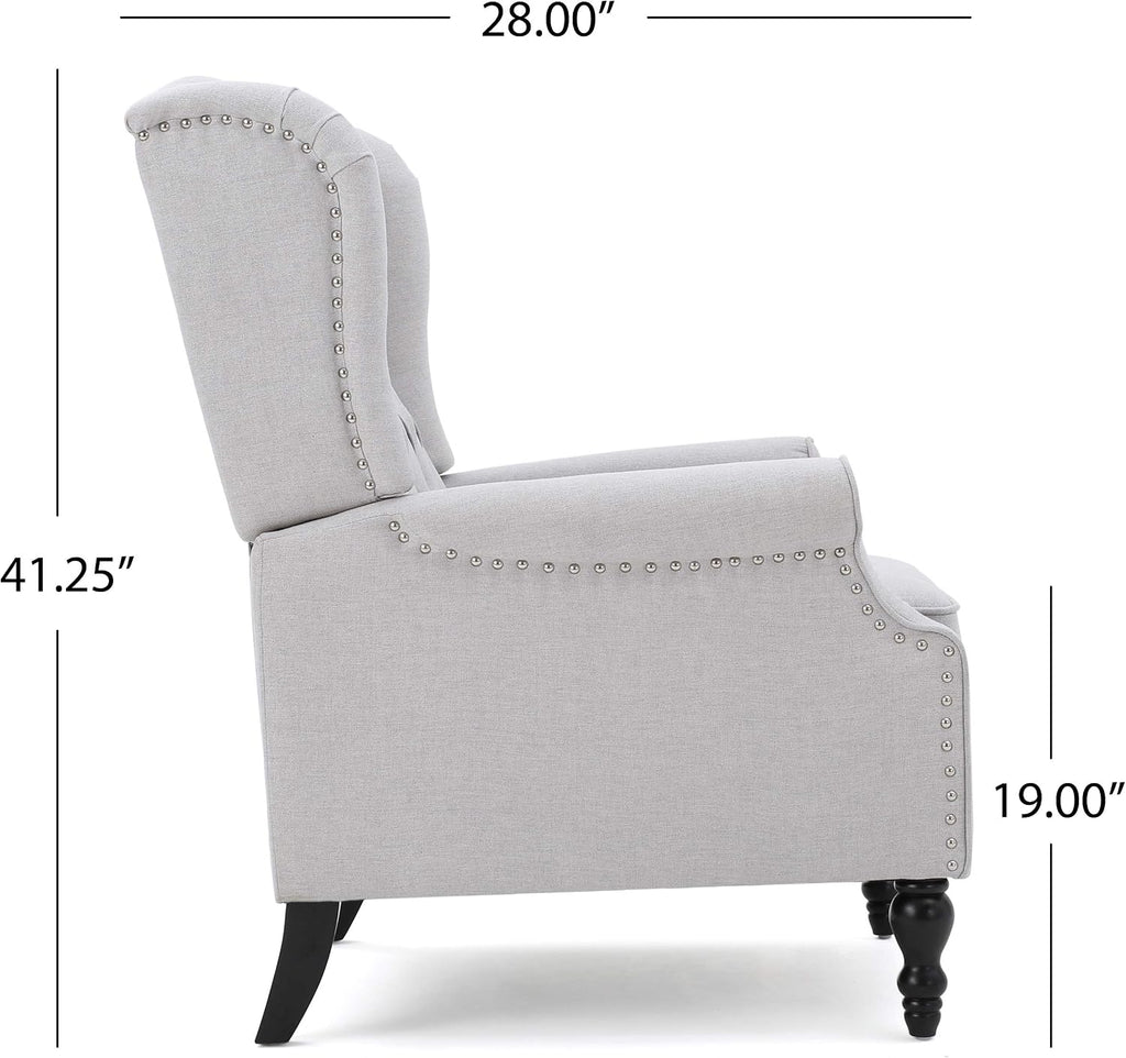 Christopher Knight Home Earlean Fabric Recliner (Set of 2), Light Gray, Dark Brown