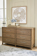 Signature Design by Ashley Cabalynn Casual 6 Drawer Dresser with Felt-lined Top Drawer for Bedroom, Light Brown