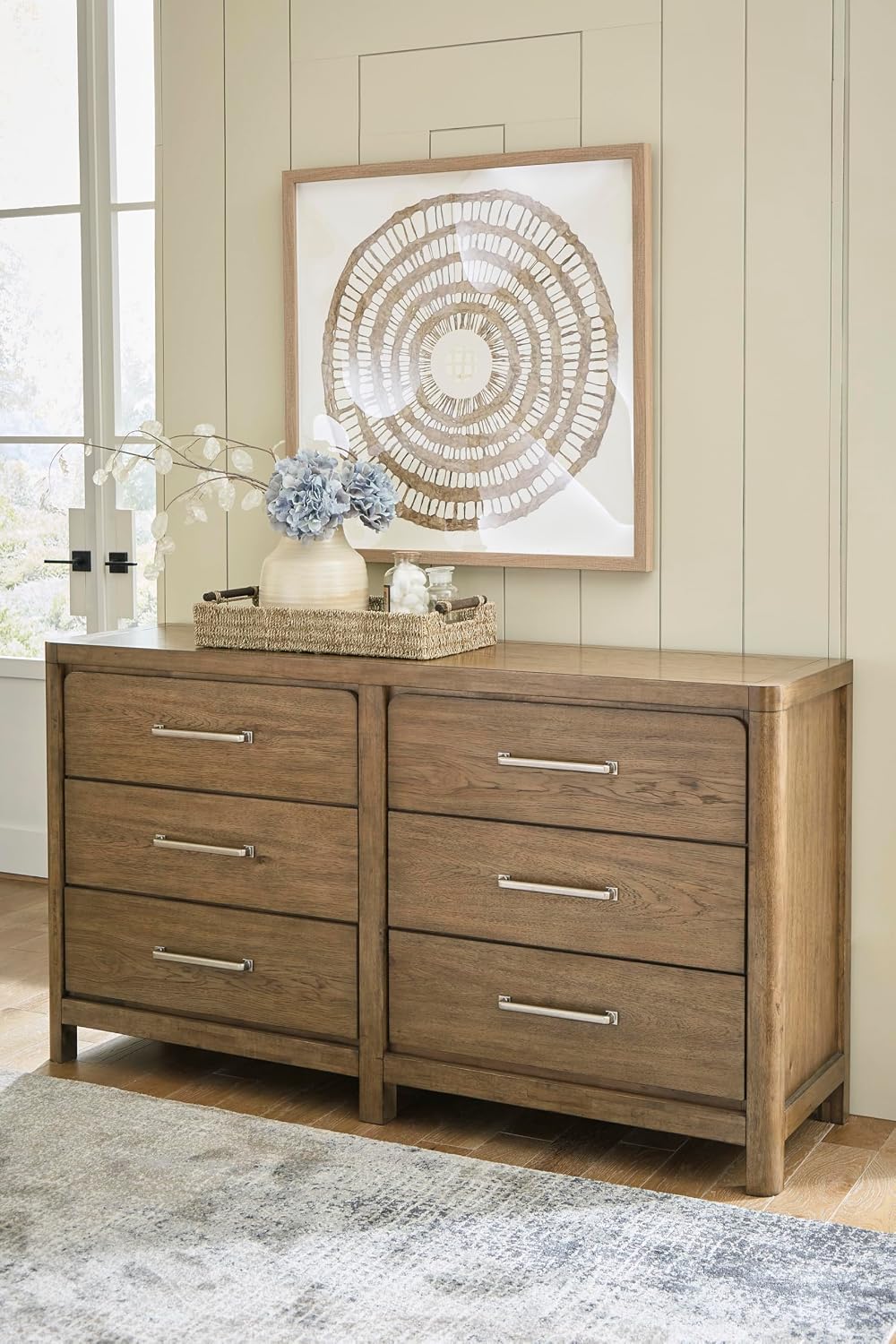 Signature Design by Ashley Cabalynn Casual 6 Drawer Dresser with Felt-lined Top Drawer for Bedroom, Light Brown