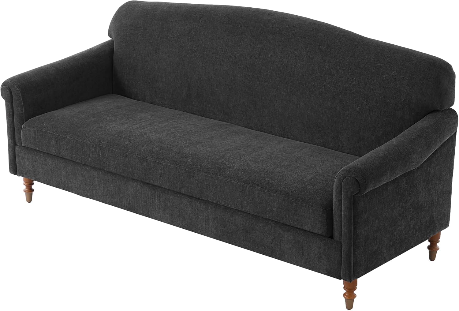 Christopher Knight Home Sola 77.5'' Modern Chenille Upholstered Loveseat Sofa with Rolled Armrest and Rubberwood Frame, 2-Seater Home Sofa Living Room, Comfy Couch for Hotel/Apartment, Dark Grey