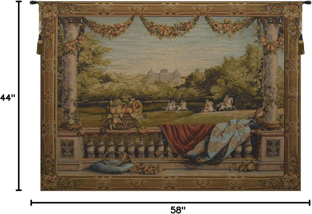 Charlotte Home Furnishings Inc. Chateau Bellevue French Tapestry Wall Hanging 44 X 58 Inch Viscose Cotton And Polyester Blend Wall Art Perfect For Home Decor Room Decor And Wall Decor