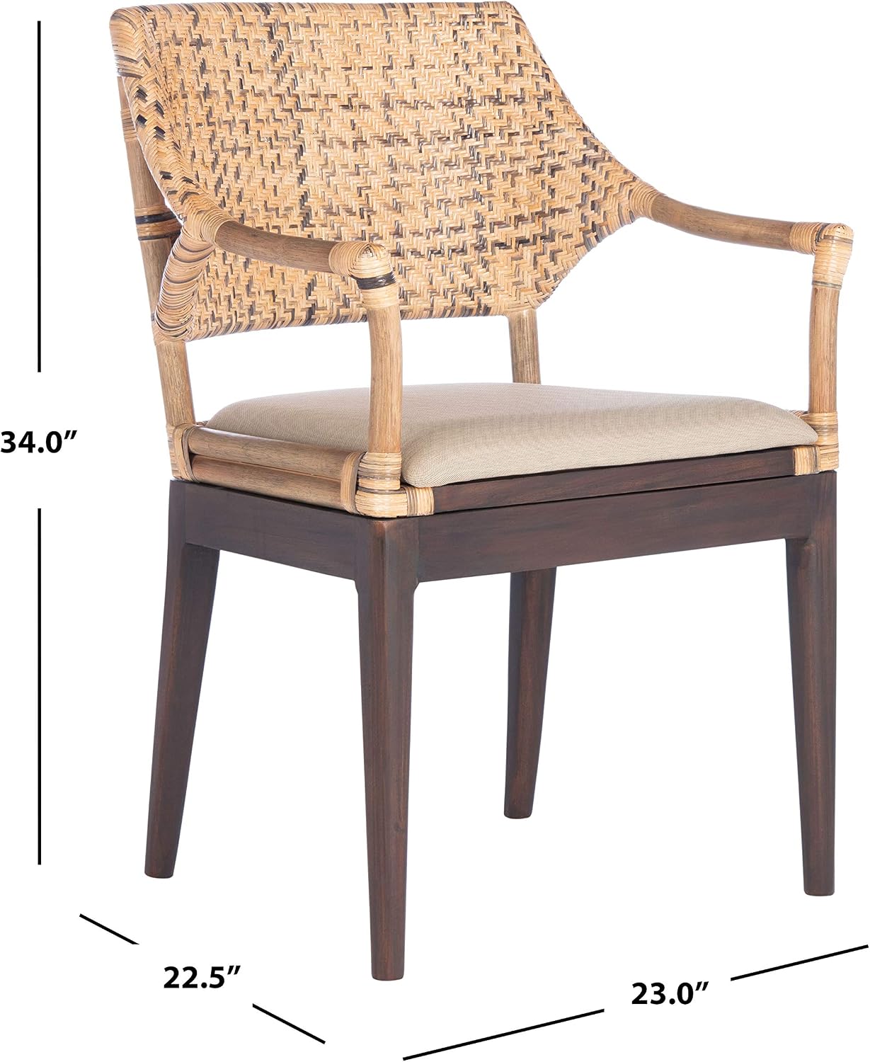 SAFAVIEH Home Collection Carlo Arm Chair, Honey