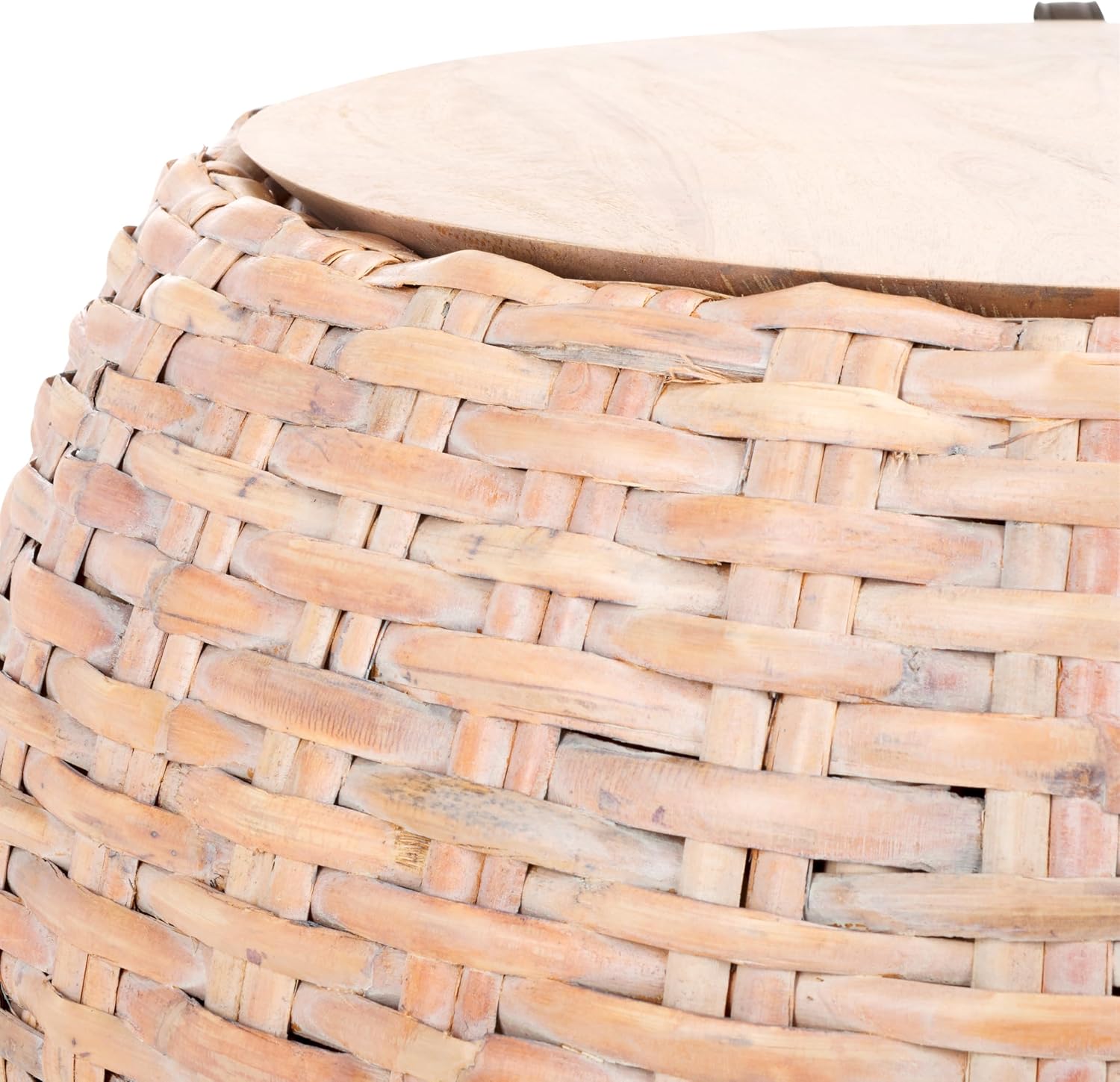 Safavieh Home Klarysa Natural White Wash Wood and Rattan Storage Coffee Table