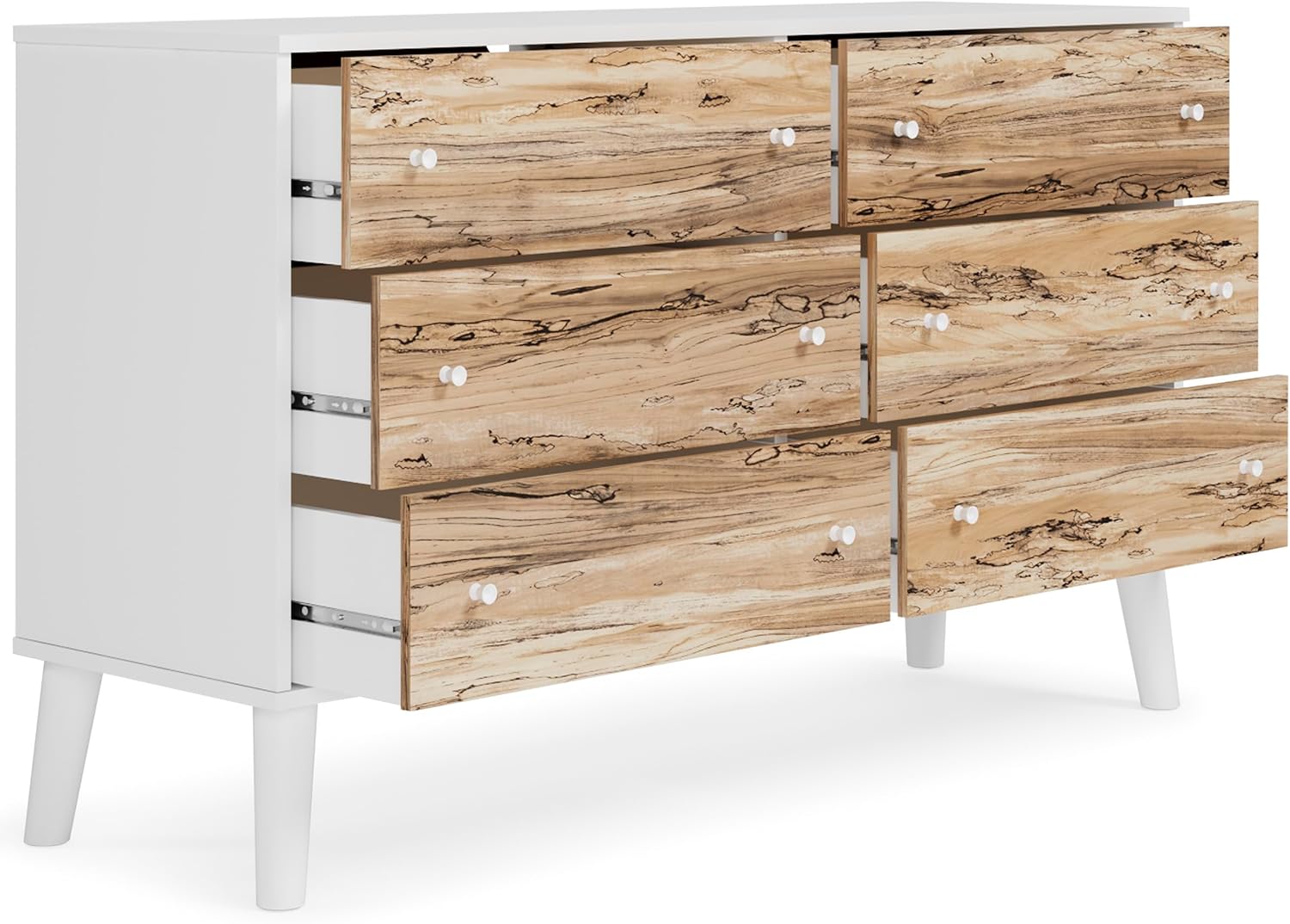 Signature Design by Ashley Piperton 6 Drawer Dresser, White & Light Brown