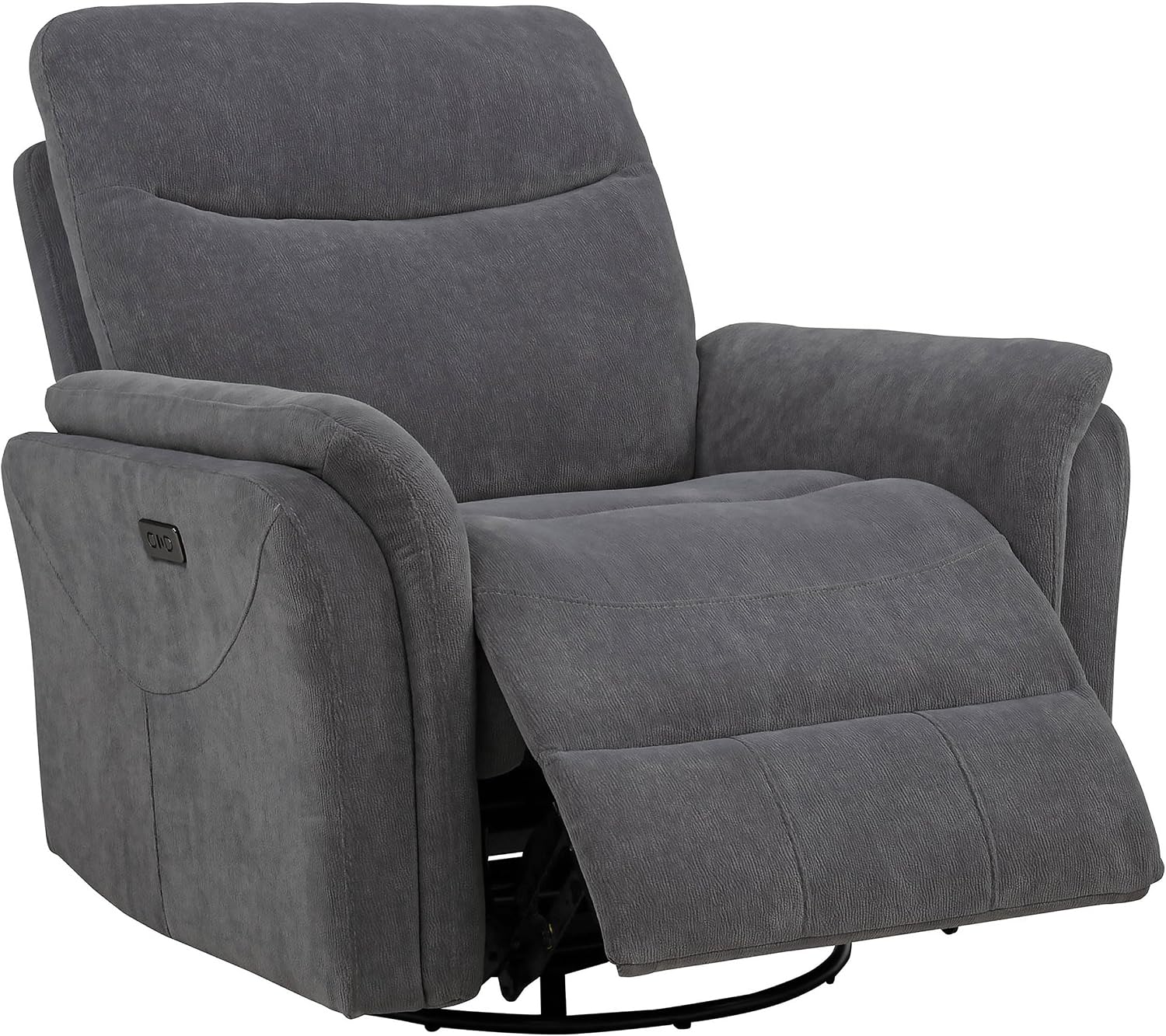 Coaster Home Furnishings - Adler - Upholstered Power Swivel Glider Recliner with Built-in Control Panel, Dual USB Ports, Foam Cushion and Transitional Style - Living Room - Charcoal Grey - 610443P