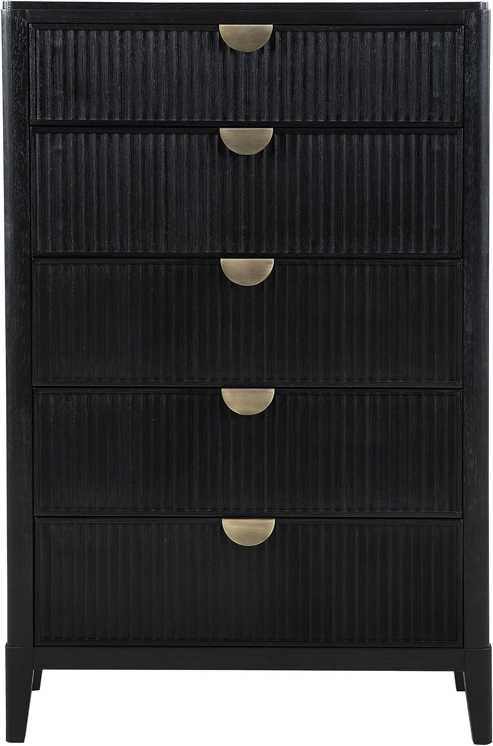 Coaster Home Furnishings - Brookmead - Wood - 5-Drawer Chest with Fluted Drawer Fronts, Half-Moon Handles, Felt Lining Top and Tapered Legs - Transitional - Bedroom - Black - 224715