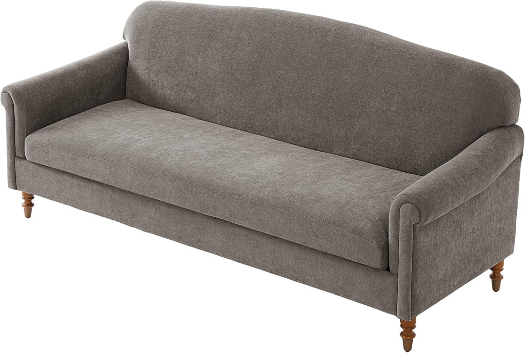 Christopher Knight Home Sola 77.5'' Modern Chenille Upholstered Loveseat Sofa with Rolled Armrest and Rubberwood Frame, 2-Seater Home Sofa Living Room, Comfy Couch for Hotel/Apartment, Brown
