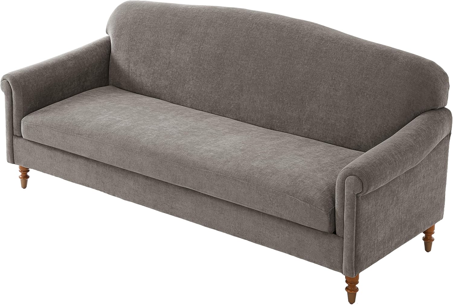 Christopher Knight Home Sola 77.5'' Modern Chenille Upholstered Loveseat Sofa with Rolled Armrest and Rubberwood Frame, 2-Seater Home Sofa Living Room, Comfy Couch for Hotel/Apartment, Brown