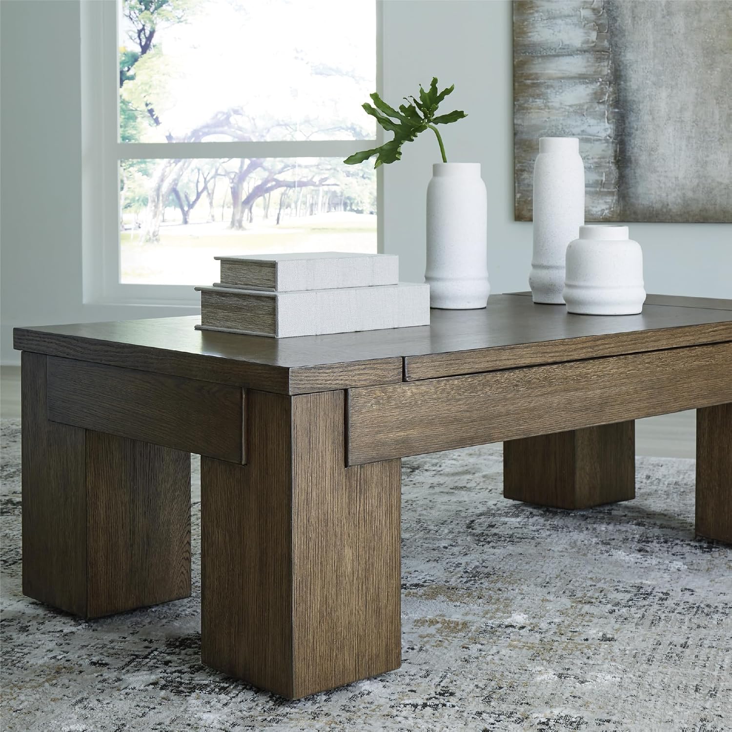 Signature Design by Ashley Rosswain Contemporary Lift-Top Coffee Table, Dark Brown