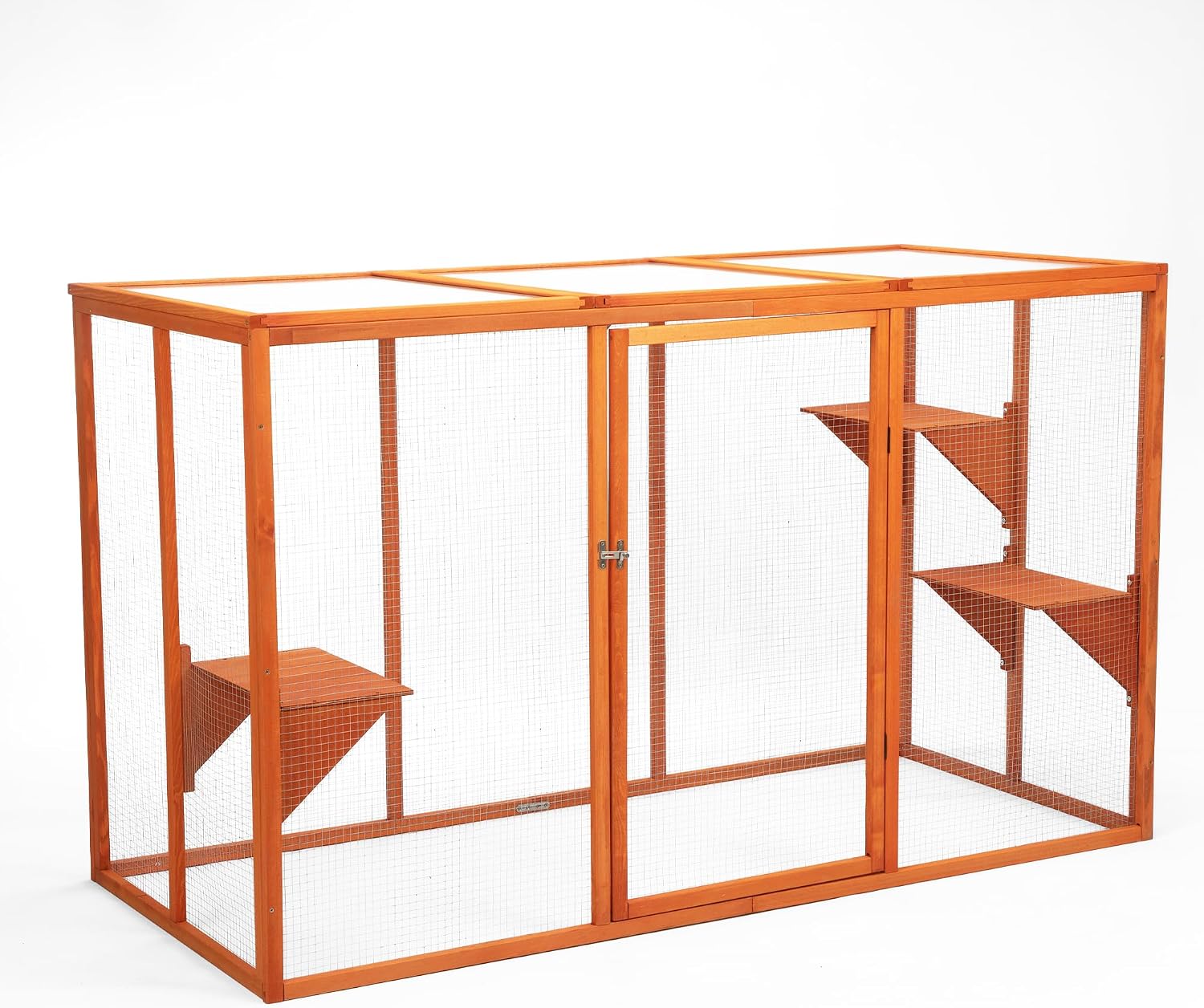 Catio Outdoor Cat Enclosure, 71' Large Weatherproof Catios with Cedar Wood Frame for cat Patio, Heavy Duty Outdoor Cat Condo & Cage, Indoor cattio for Cats (Orange-Red, Large)