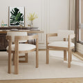 Christopher Knight Home Falcon Fabric Upholstered Dining Chairs Set of 2, Modern Wooden Dining Armchair, Curved Backrest Kitchen Side Chair, Living Room Accent Chair for Extra Seat, Light Ash+Beige