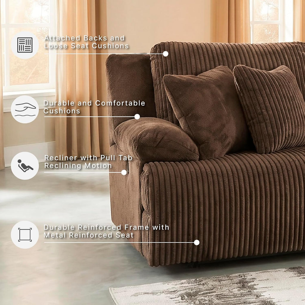 Signature Design by Ashley Top Tier Modern 2-Piece Reclining Sectional Loveseat with 4 Accent Pillows, Dark Brown