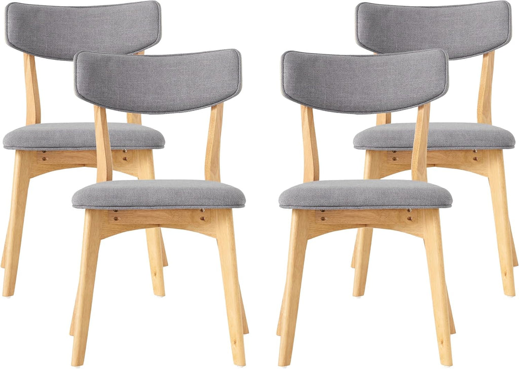 Christopher Knight Home Wrene Mid-Century Dining Chairs Set of 4, Upholstered Dining Room Chairs, Comfy Seating Kitchen Side Chair Set, Armless Accent Chair Set for Home Office, Dark Gray+Oak