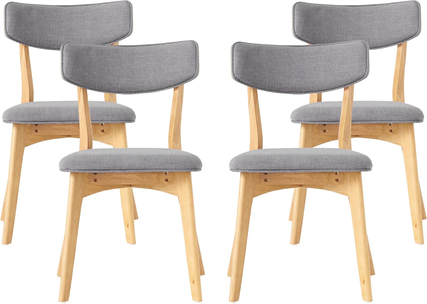 Christopher Knight Home Wrene Mid-Century Dining Chairs Set of 4, Upholstered Dining Room Chairs, Comfy Seating Kitchen Side Chair Set, Armless Accent Chair Set for Home Office, Dark Gray+Oak