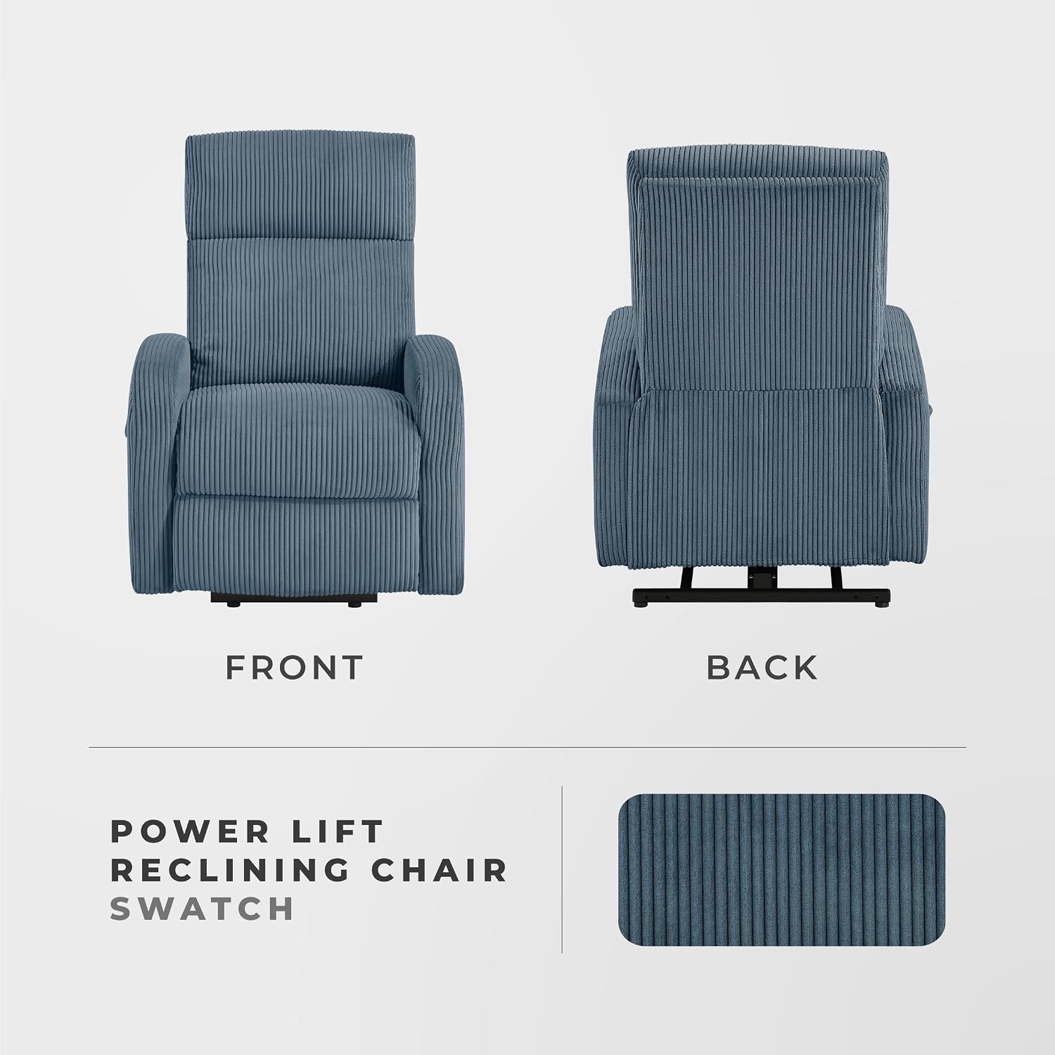 Lexicon Power Lift Recliner Chair for Elderly with Remote Control, Gentle Lift Motion, Side Pocket Armrest, Corduroy Upholstered Electric Recliner for Living Room/Bedroom, Easy Assembly, Midnight Blue