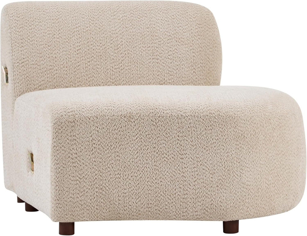 Christopher Knight Home Xata 100.75' Boucle Upholstered Sectional Sofa, Armless 3-Seater Home Sofa Living Room, Sturdy Wooden Frame Couches with Curved Design, Cloud Couch with Deep Seat, Beige