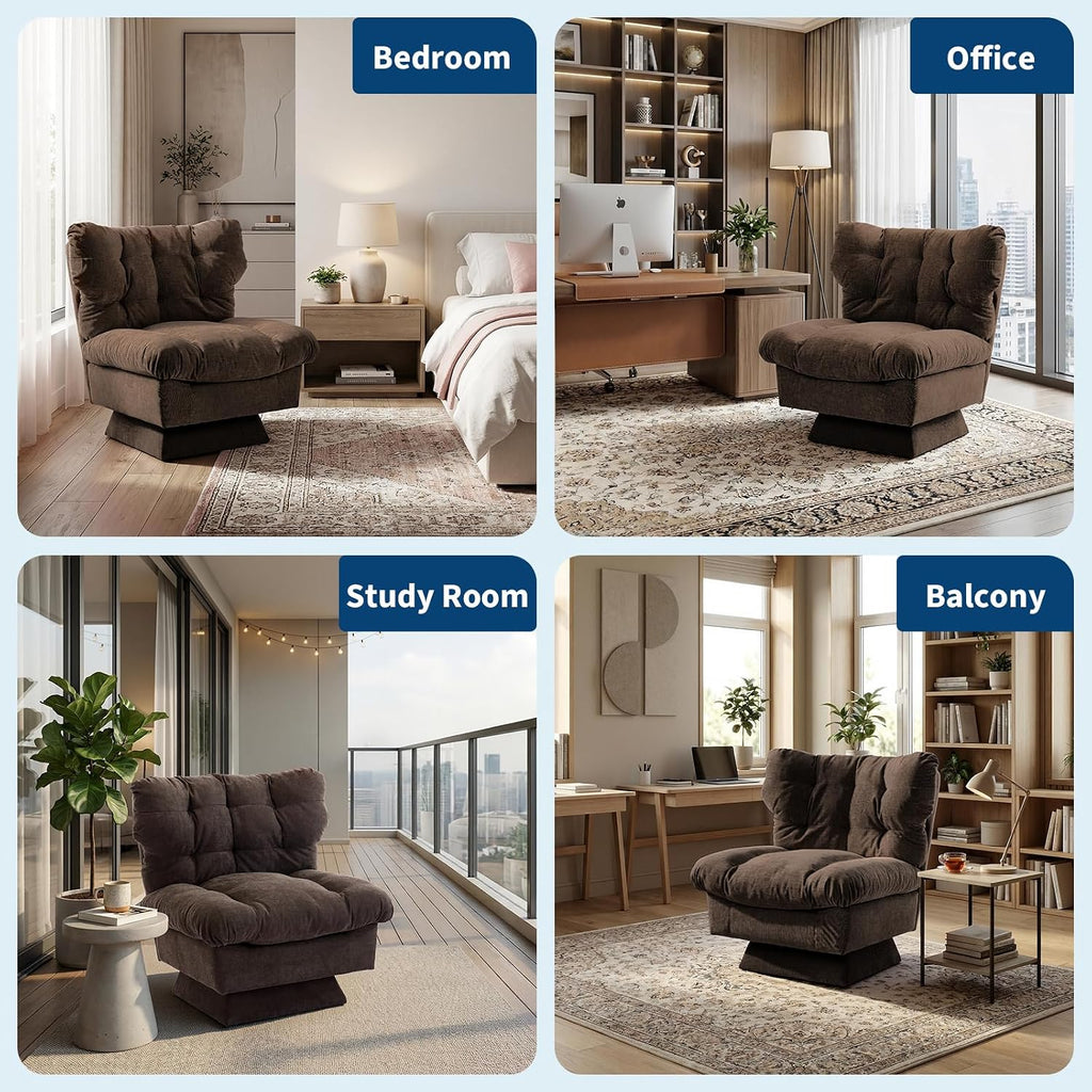 GarveeHome Chenille Swivel Accent Chair,360°Comfy Modern Sofa Chair with Oversize Base,20.8in Extended Seat with Cozy Cotton Filling,300Lb Max Load Accent Chair for Living Room, Bedroom, Office