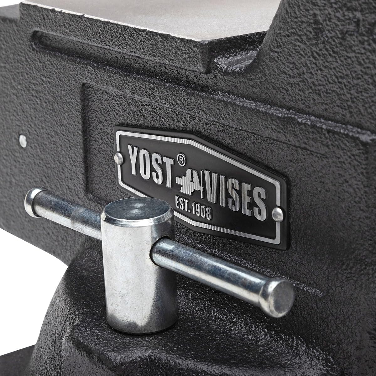 Yost HD450-C Heavy Duty 4-1/2 Inch Mechanics Work Bench Vise | Heavy Duty Woodworking & Metal Work Table with Secure Grip Swivel Base | 60,000 PSI Casting Iron Material with Extra-large Anvil Surface