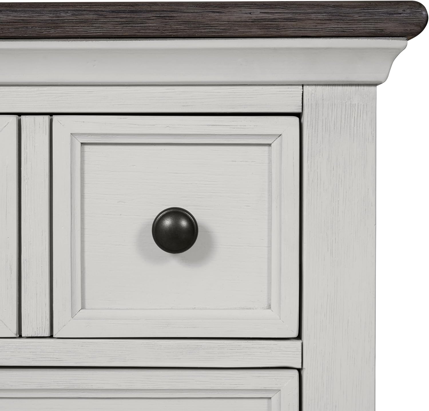 Furniture of America Roden Modern Farmhouse Solid Wood Nightstand with 3 Drawers and USB Ports, Large Bedside Table, Wooden Night Stand for Bedroom, Dorm, White/Dark Brown