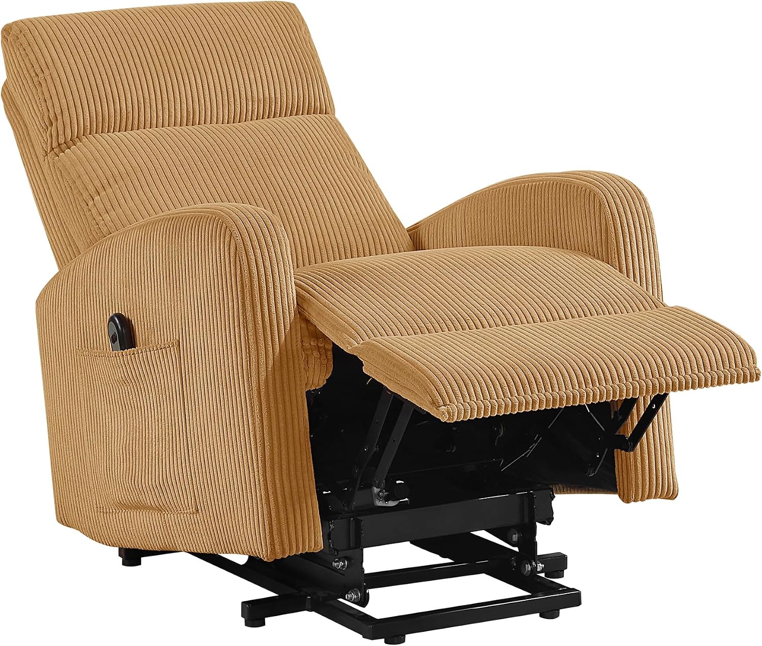 Lexicon Power Lift Recliner Chair for Elderly with Remote Control, Gentle Lift Motion, Side Pocket Armrest, Corduroy Upholstered Electric Recliner for Living Room/Bedroom, Easy Assembly, Yellow