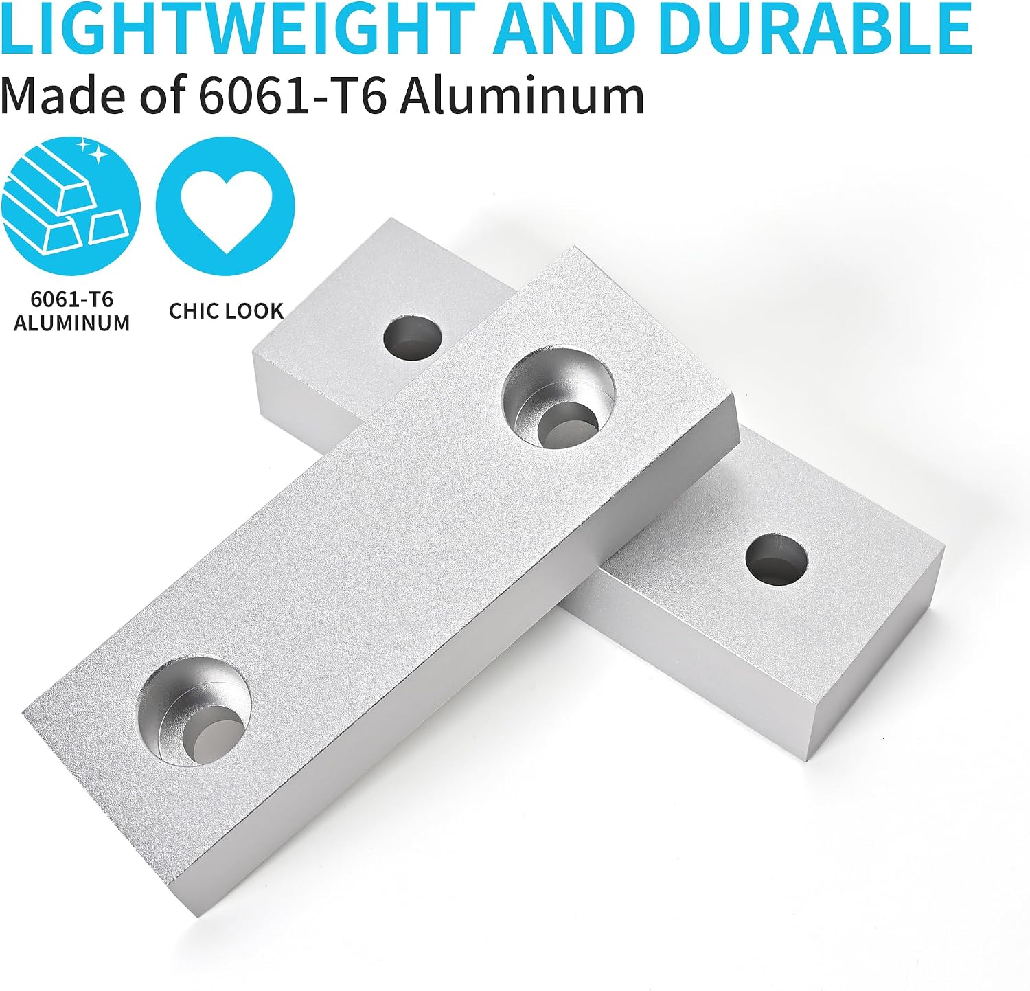 10 Sets(20Pcs) Aluminum Soft Jaws Set, 6 inch Vise Jaws 6' x 2' X 1',10Set Vise Soft Jaws Fit to 6' Kurt Vise Jaws,Silver