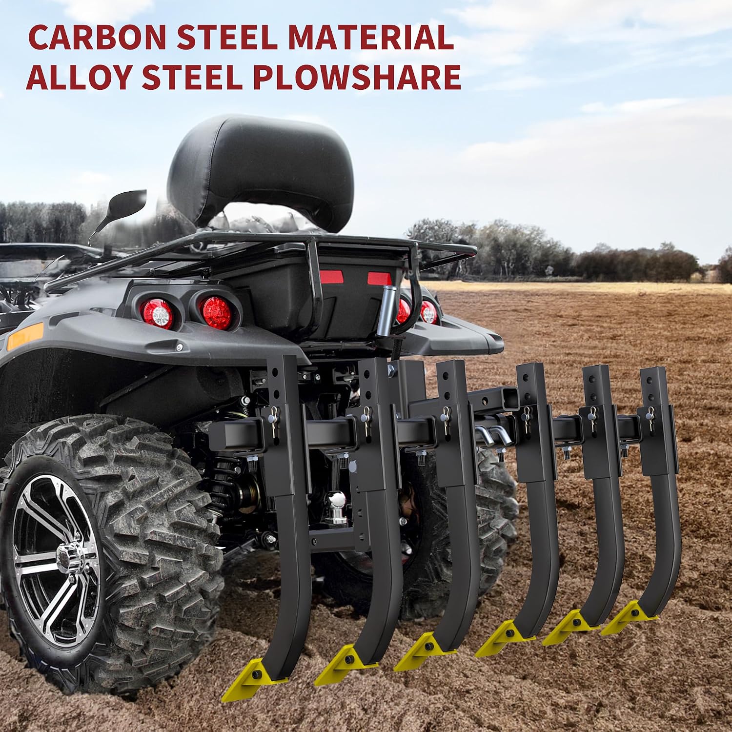 YITAMOTOR ATV/UTV Plow Implement Cultivator with 6 Scarifier Shank Fits for ATV/UTV Manual Implement Lift