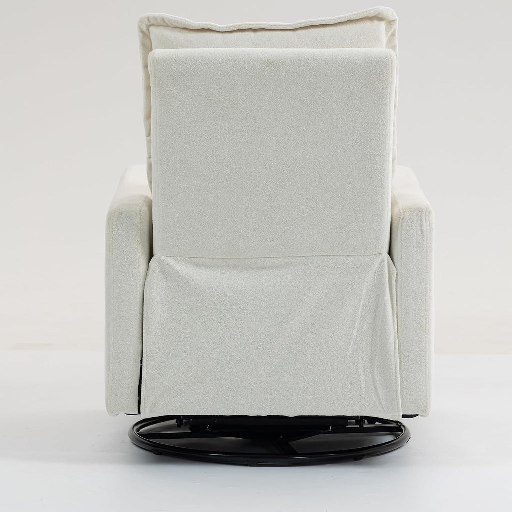 ERYE Modern Manual Reclining Chair Lovely Swivel Glider Rocker Chair for Living Room Bedroom Studio, Manual Recliner Armchair 360° Swivel Boucle Upholstered Nursery Armchair