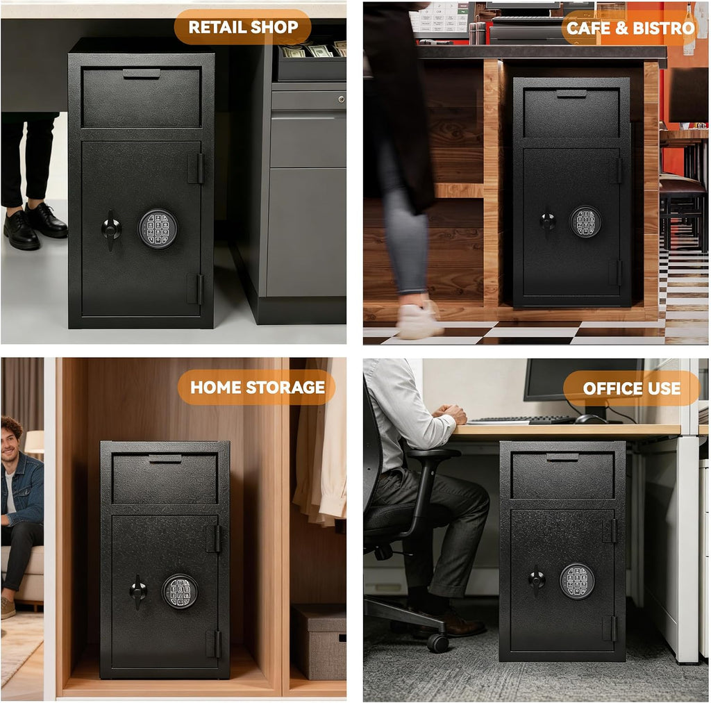 KAER 6.5 CuFt Drop Safe for Business, Cash Safe with Drop Slot, 72 lbs Heavy Duty Money Safe Box with Deposit Slot, Anti-Theft Safety Boxes for Home Floor Safe, Quick Access Digital Keypad Keys