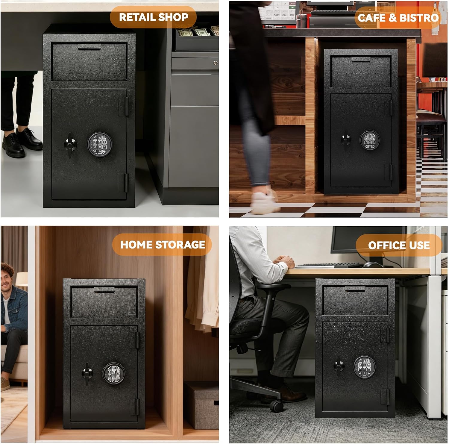 KAER 6.5 CuFt Drop Safe for Business, Cash Safe with Drop Slot, 72 lbs Heavy Duty Money Safe Box with Deposit Slot, Anti-Theft Safety Boxes for Home Floor Safe, Quick Access Digital Keypad Keys