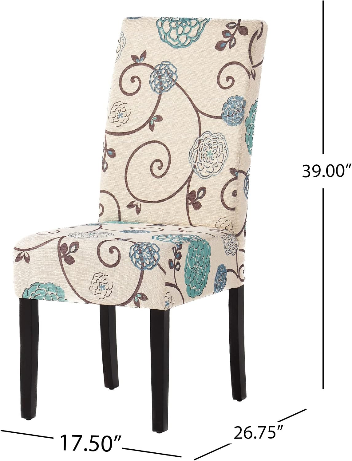 Christopher Knight Home Pertica Fabric Dining Chairs, 2-Pcs Set, Polyester White And Blue Floral