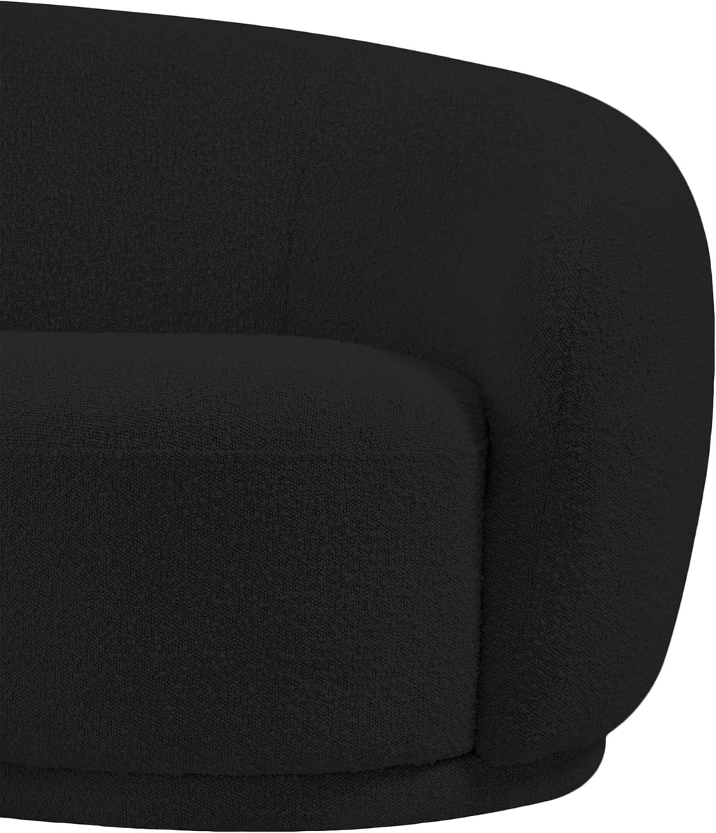 Meridian Furniture 693Black-C Hyde Collection Modern | Contemporary Boucle Fabric Upholstered Accent Chair with Rounded Back, Black, 42' W x 38' D x 27.5' H