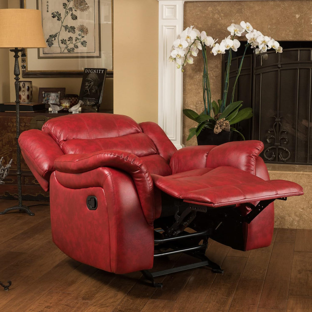 Christopher Knight Home Hawthorne Glider Recliner, Leather, Oxblood Red