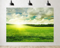 Trykid 20x10ft Green Field Sunrise Backdrop Bright Sky Lush Grass Photography Background Outdoor Camping Nature Tour Tapestry Party Decoration Photo Studio Prop Fabric