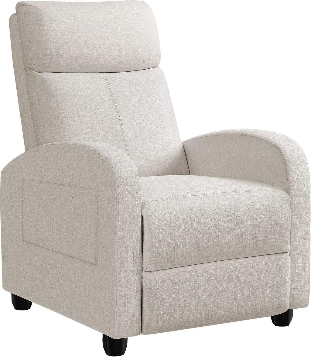 JUMMICO Recliner Chair Adjustable Home Theater Single Recliner Sofa Furniture with Thick Seat Cushion and Backrest Modern Living Room Recliners (Fabric, Beige)