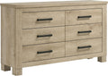 Coaster Home Furnishings - Oakglen - Engineered Wood - 6-Drawer Dresser with Rustic Style, Dark Bronze Handles, Rectangular Shape - Bedroom - Weathered Oak - 225103