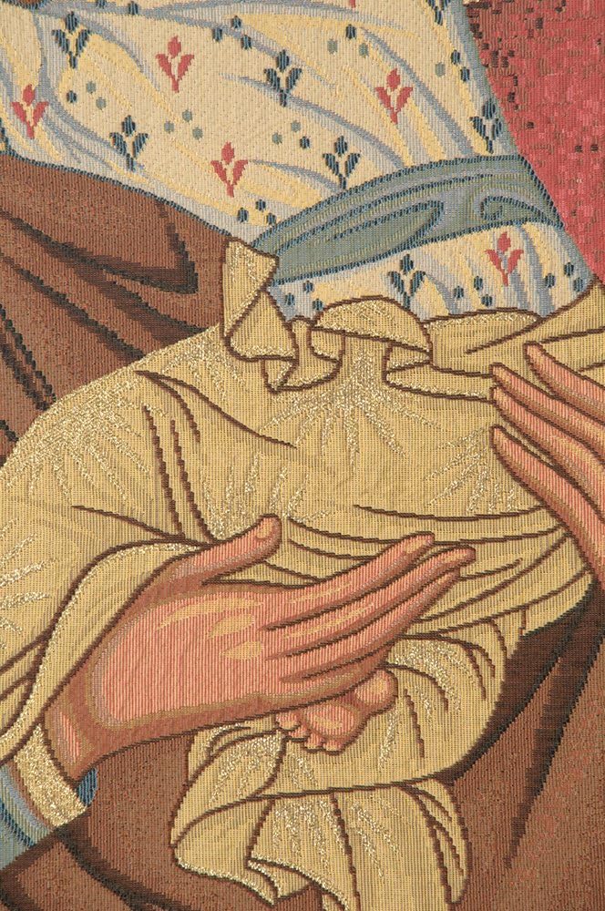 Charlotte Home Furnishings 3813-10956 Icon Madonna Tapestry Cushion Wall Hanging - Brown44; H 17 x W 12