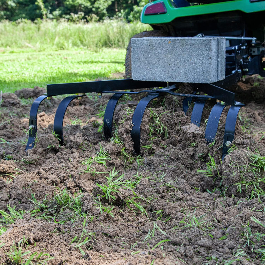 Brinly Sleeve Hitch Adjustable Tow Behind Cultivator, 18' by 40', Hammered Black